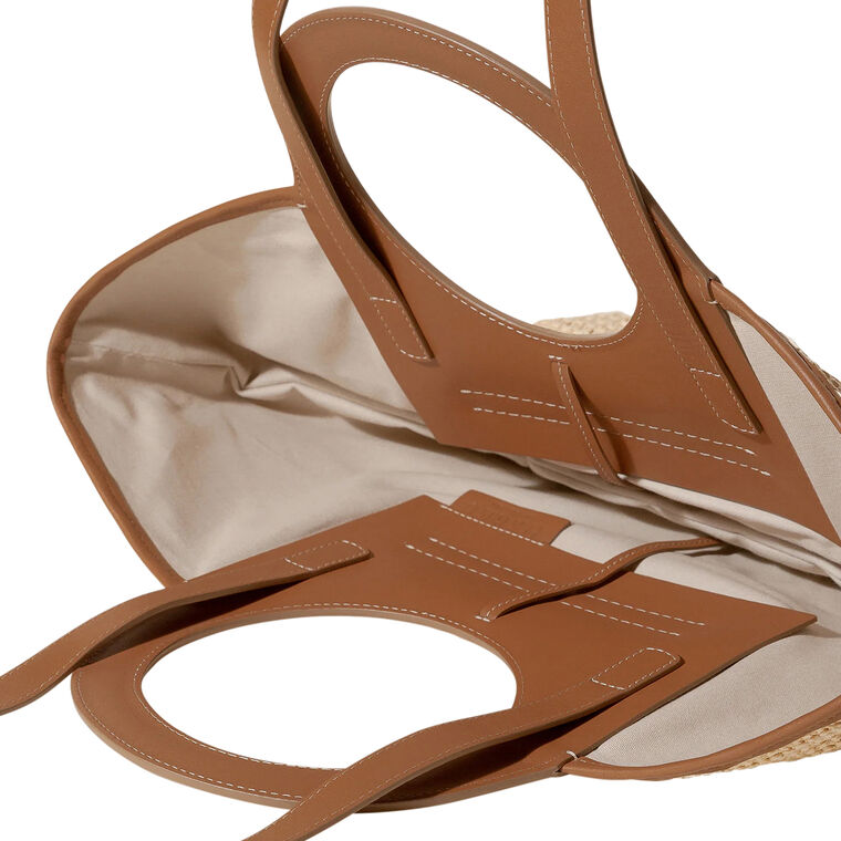 Cala S Raffia Leather-Trimmed Tote Bag image number null