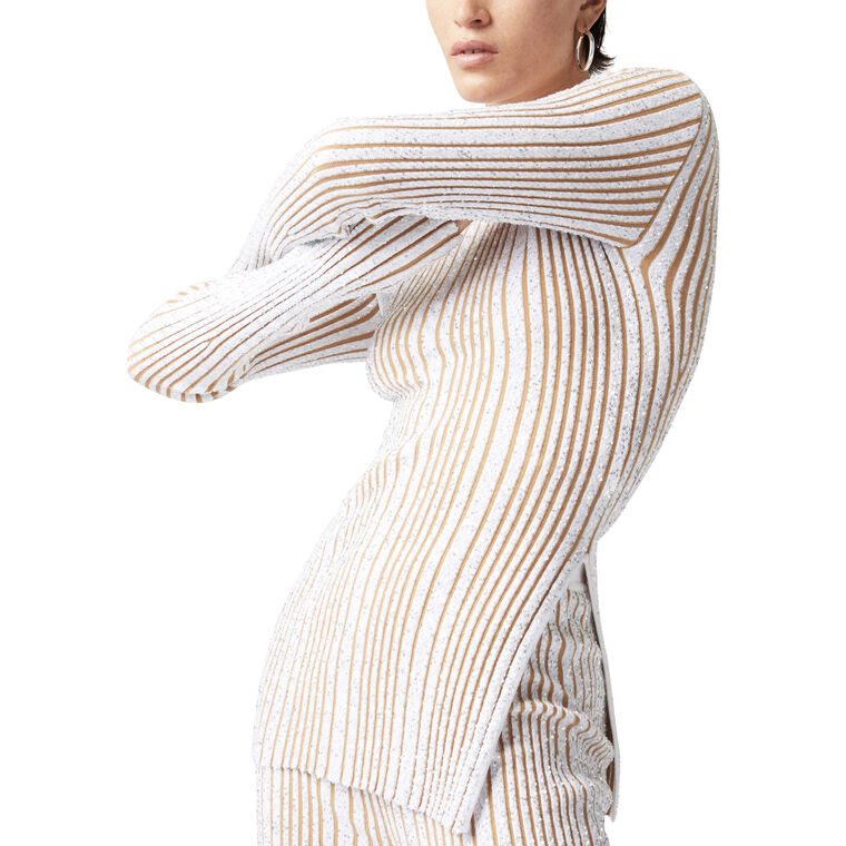 Long Sleeve Crewneck Sweater With Sequins image number null