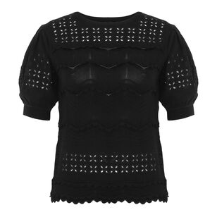 Marcelena Short Sleeve Eyelet Knit Top