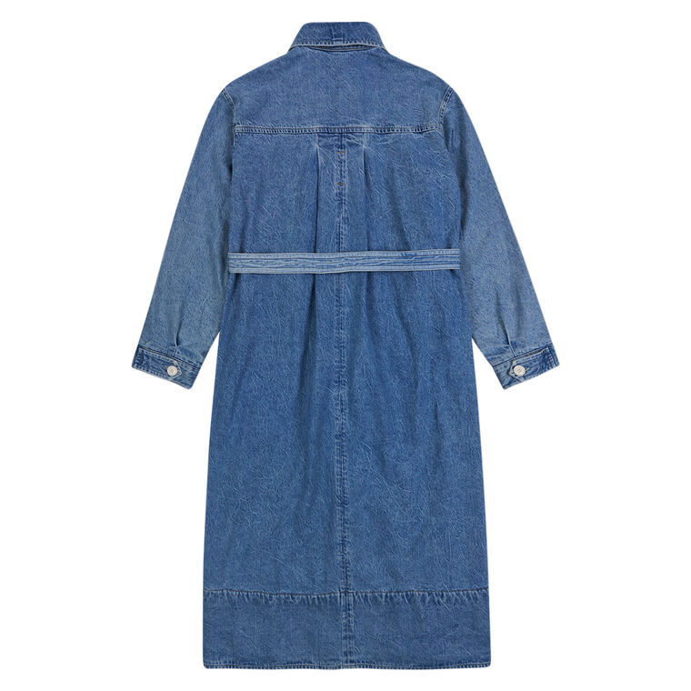 A-Line Massive Crinkle Denim Coat image number null