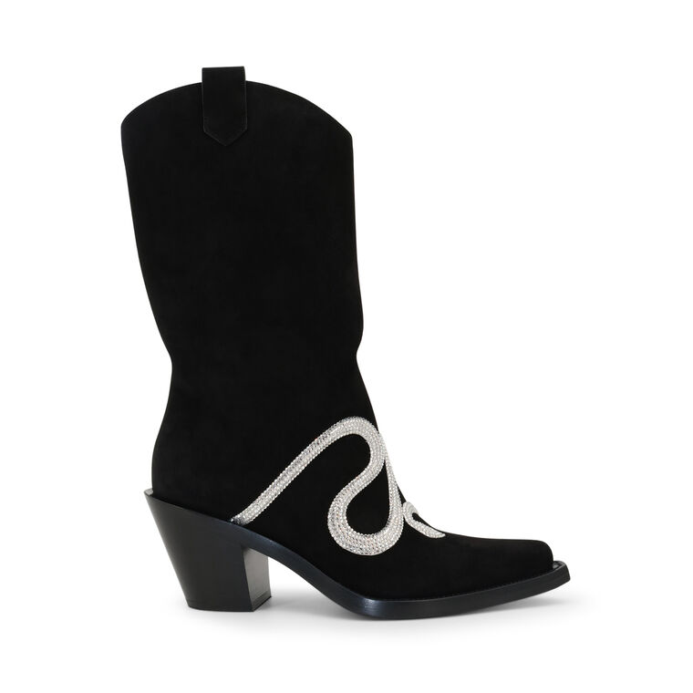 Suede Snake Strass 65mm Western Boot image number null