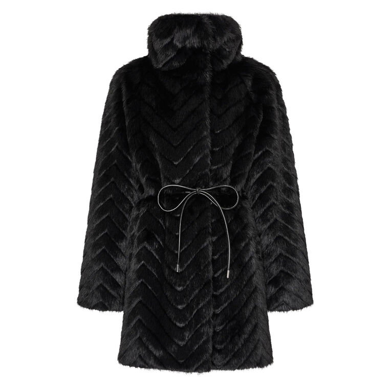 Dayna Quilted Faux Fur Coat image number null