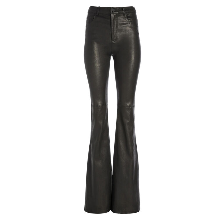 Brent High Waisted Leather Bell Pant image number null