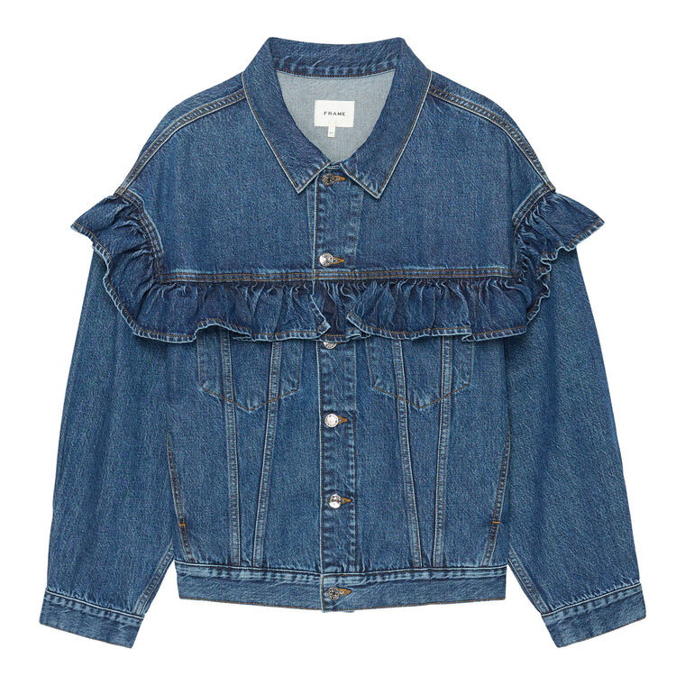 The Ruffle Denim Jacket image number null