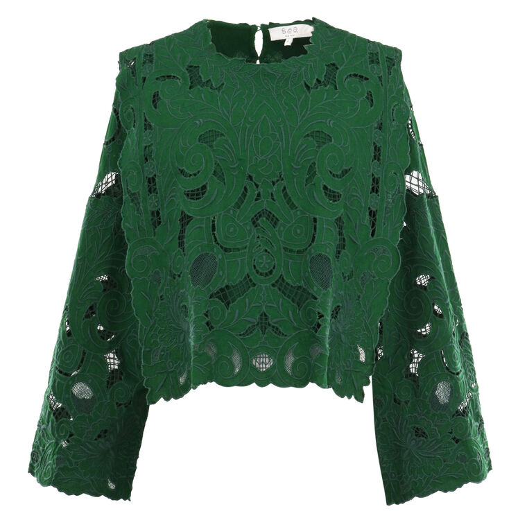 Ceci Embroidery Long Sleeve Top image number null
