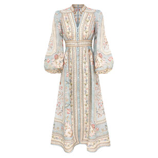 Roselight Plunge Long Sleeve Midi Dress