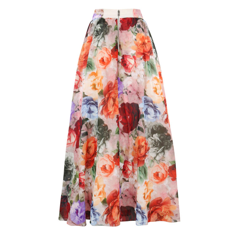 Nilda Voluminous Floral A-Line Maxi Skirt image number null