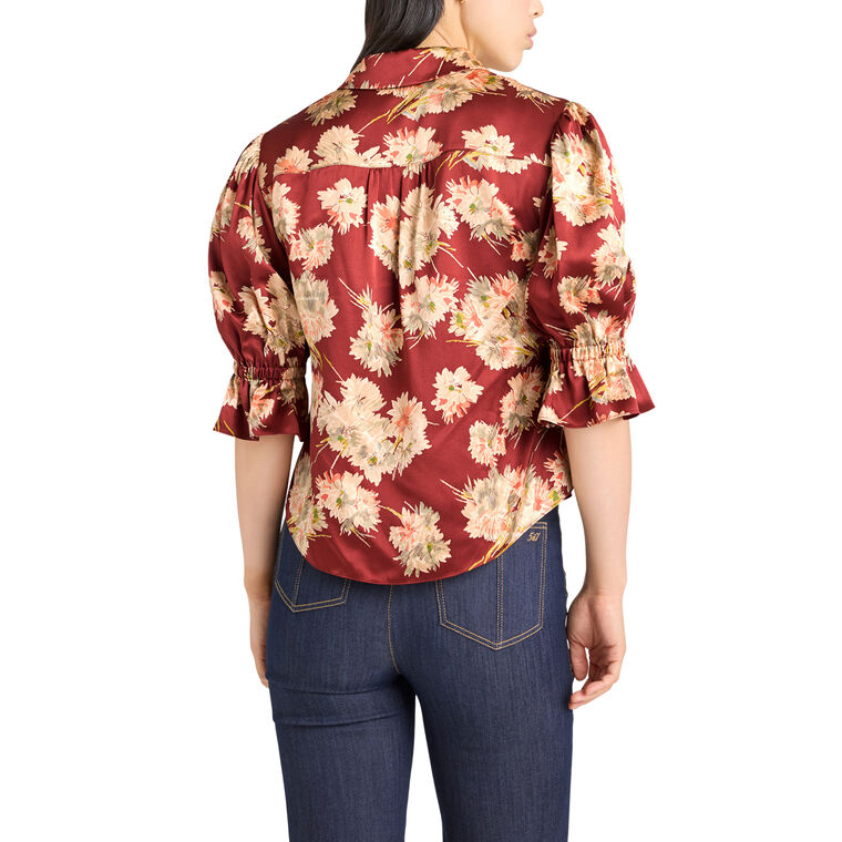 Mae Bouquet Fiona Short Sleeve Button Top image number null