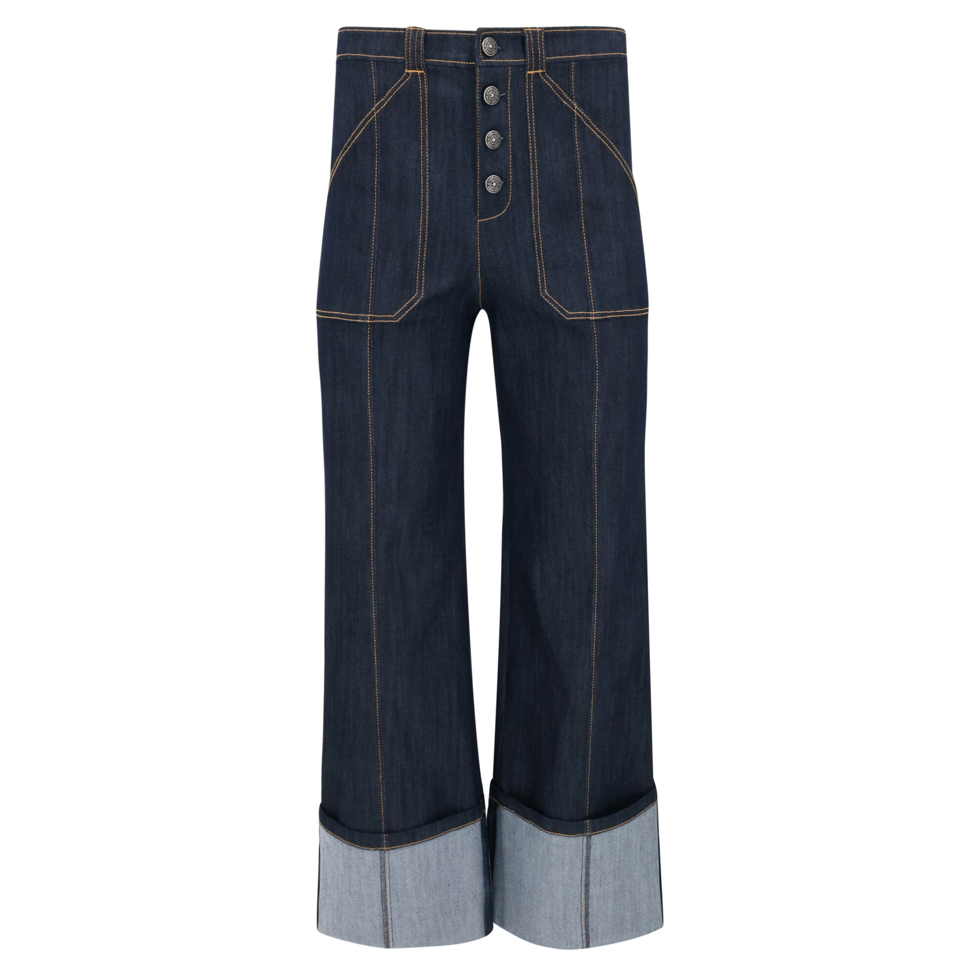 Wide leg top cuffed jeans