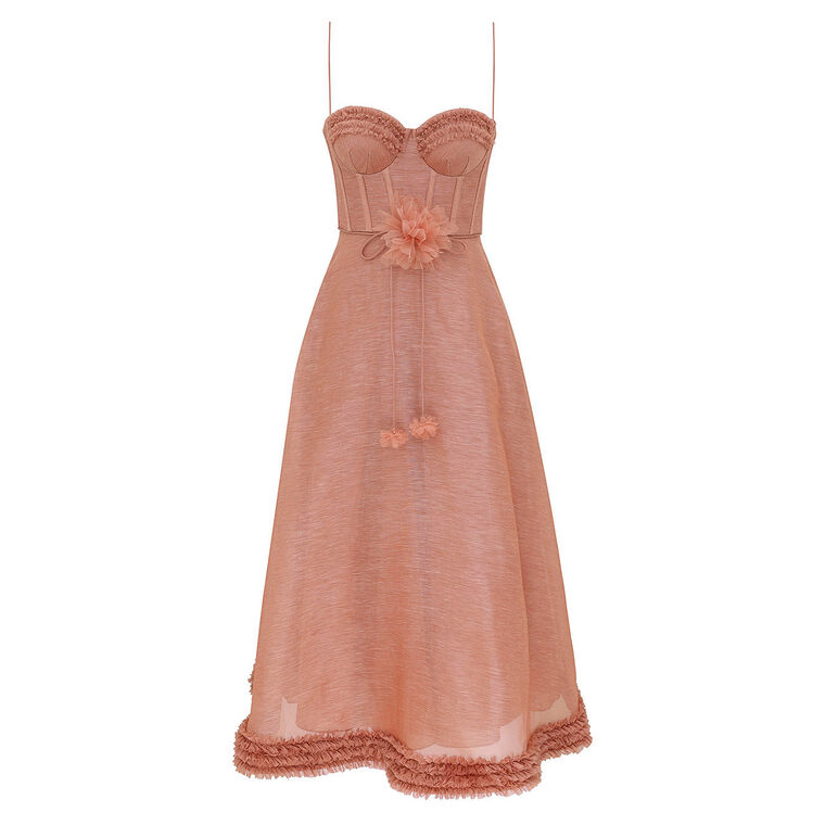 Luna Sleeveless Corset Ruffle Midi Dress image number null