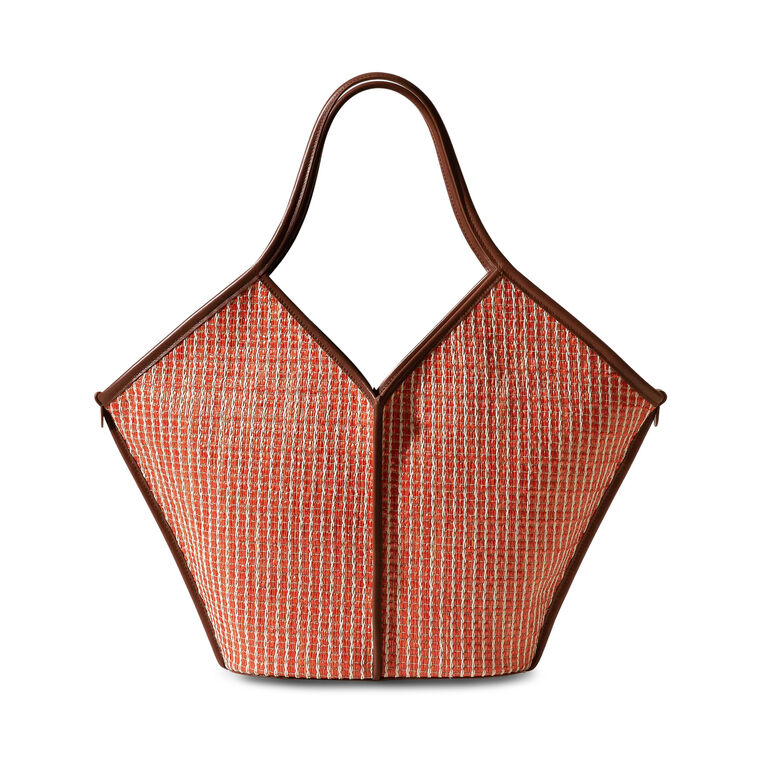Calella Striped Raffia Leather-Trimmed Tote image number null