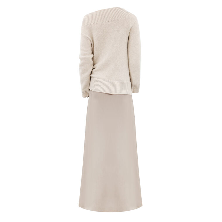 Astra Crystal Off-The-Shoulder Sweater Maxi Dress image number null