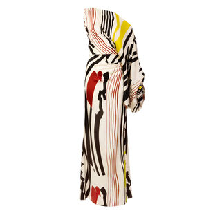 Dotty Long Sleeve Silk Maxi Dress