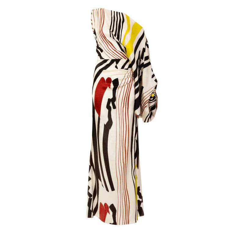 Dotty Long Sleeve Silk Maxi Dress image number null