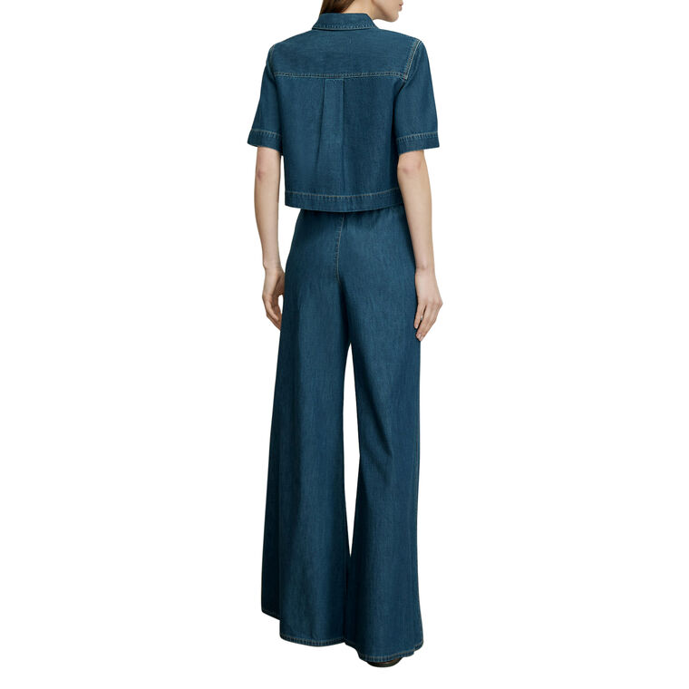 Spruce Half Sleeve Button-Down Patch Pocket Denim Shirt image number null