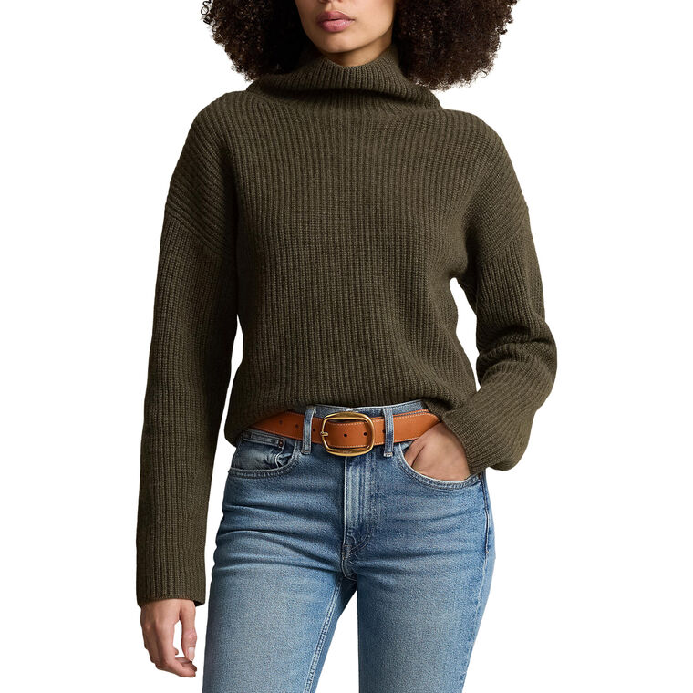Ribbed Wool-Cashmere Mockneck Sweater image number null