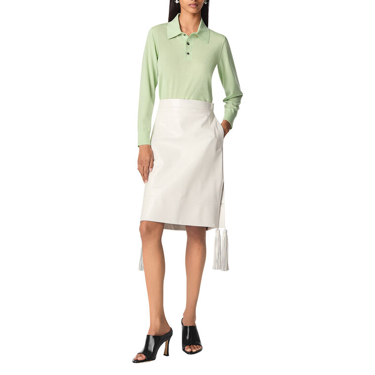 Lightweight Shiny Nappa Leather Midi Skirt image number null