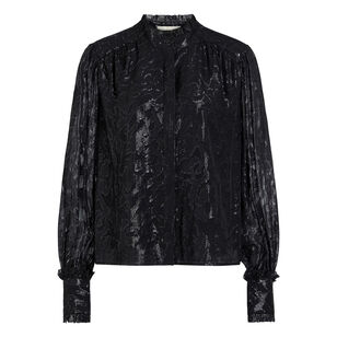 Montana Long Sleeve Metallic Silk Blouse