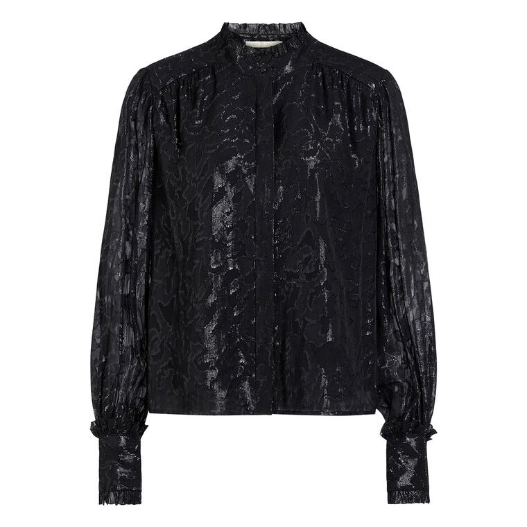 Montana Long Sleeve Metallic Silk Blouse image number null