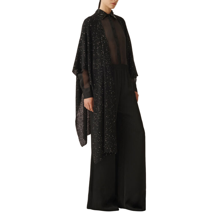 Sequin Soft Mohair Open Cape Wrap image number null