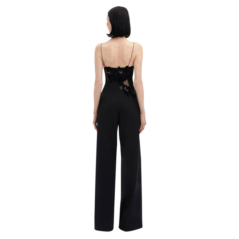 Sweetheart Neckline Peony Velvet Guipure Jumpsuit image number null
