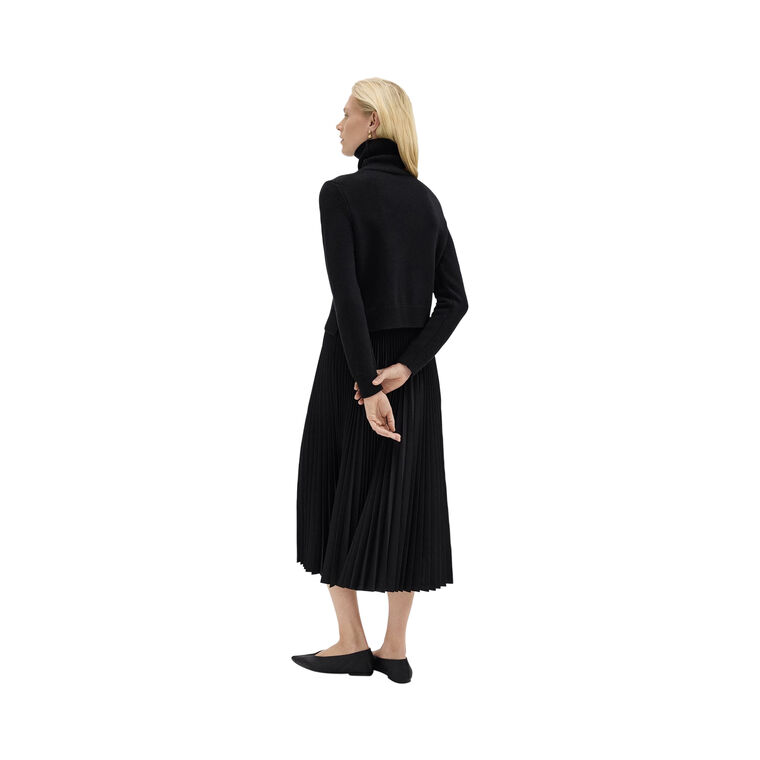 Pleated Combo Turtleneck Midi Dress image number null
