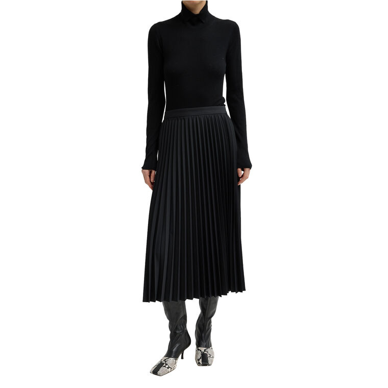 Tropical Wool Pleating Sunray Midi Skirt image number null