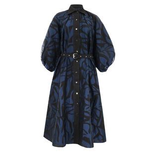 Classic Zahara Puff Sleeve Belted Midi Dress
