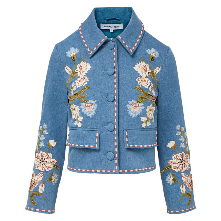 Vikara Cropped Embroidered Denim Jacket image number null