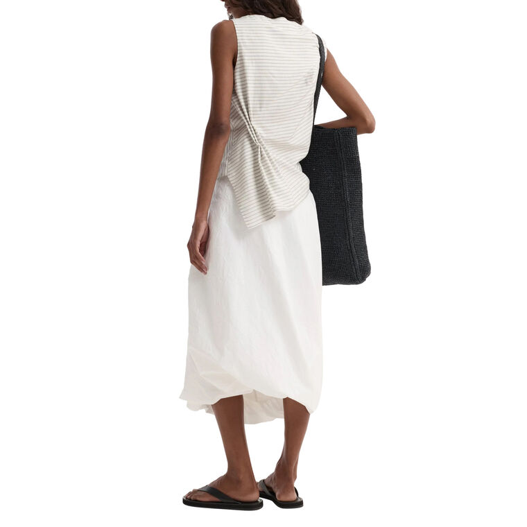 Twisted Crushed Cotton Midi Skirt image number null