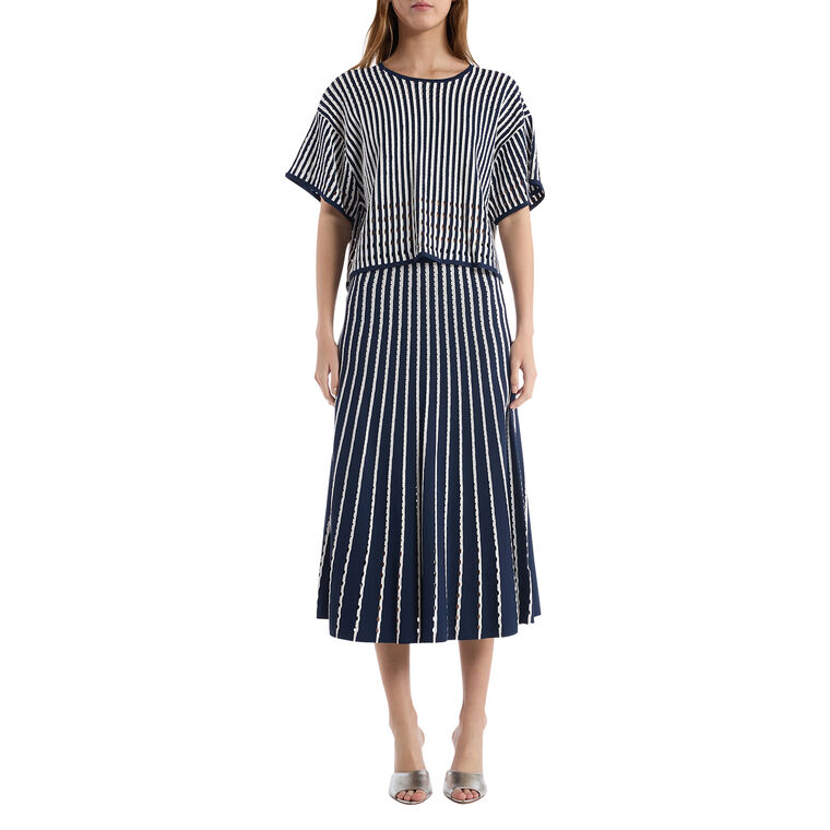 Colton Knit Pinstripe Midi Skirt image number null
