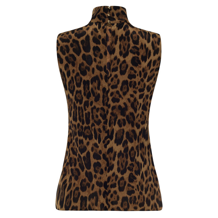Varick Sleeveless Mock Neck Top In Printed Silk Charmeuse image number null