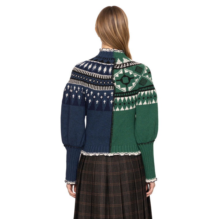 Linea Fair Isle Long Sleeve Zip Front Cardigan image number null