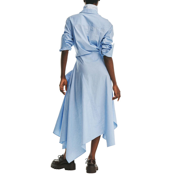 Long Sleeve Cascade Double Collar Midi Shirt Dress image number null