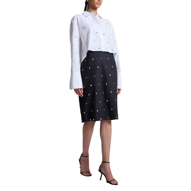 Mackie Embellished Cropped Cotton Shirt image number null