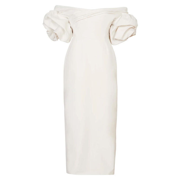 Tess Off-The-Shoulder Puff Sleeve Midi Dress image number null