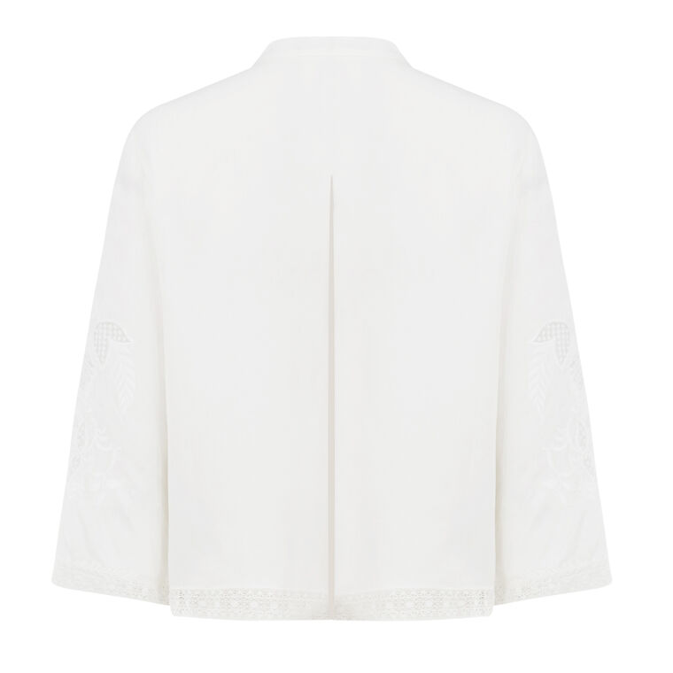 Cyra Eyelet Collarless Blouse image number null