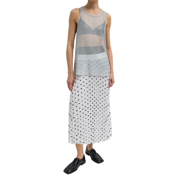 Scribble Dot Print Pull On Pleated Skirt image number null