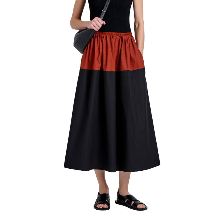 Nyla Colorblocked Midi Skirt In Poplin image number null
