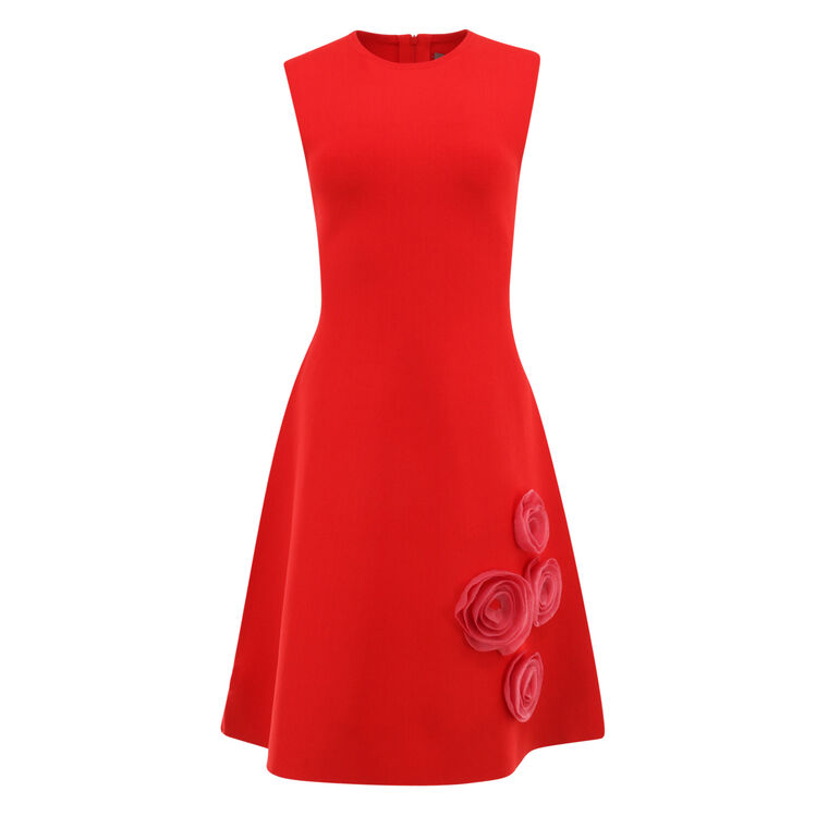 Penelope 3D Floral Tulle-Embellished Knit Mini Dress image number null