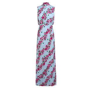 Fleur Sleeveless High-Collar Maxi Dress