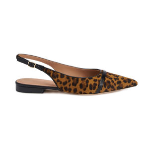 Jama Leopard Calf Hair Sling-Back Flat