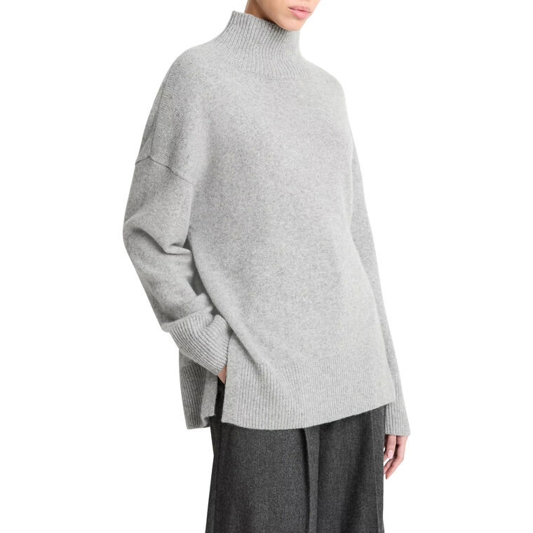 Wool-Cashmere Drop-Shoulder Turtleneck Sweater image number null