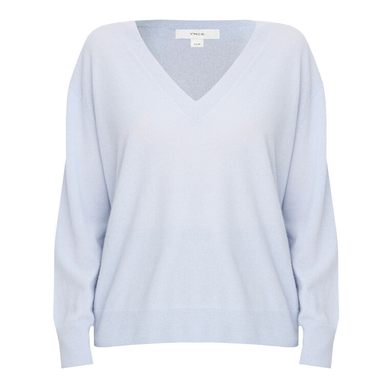 Cashmere-Silk Blend Deep V-Neck Sweater image number null