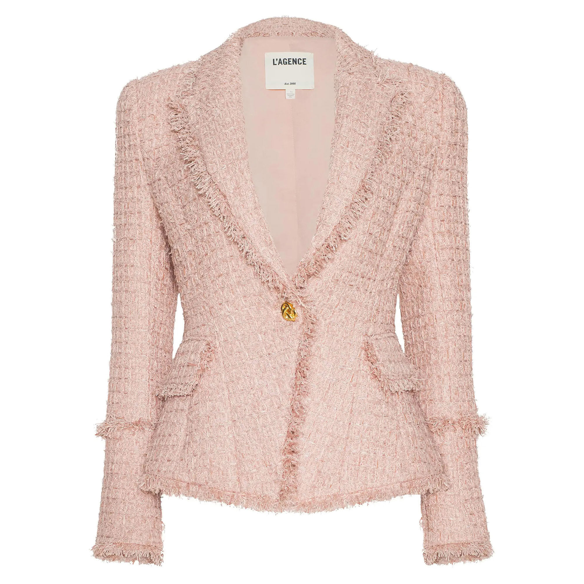 L'Agence Kaisley Tweed Blazer With Frayed Trim | Tootsies