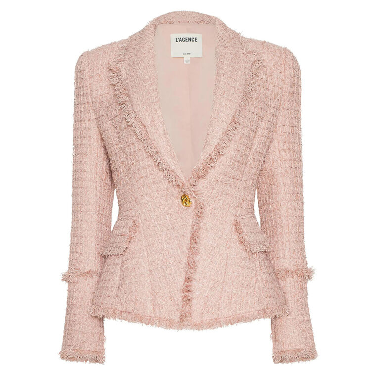 Kaisley Tweed Blazer With Frayed Trim image number null