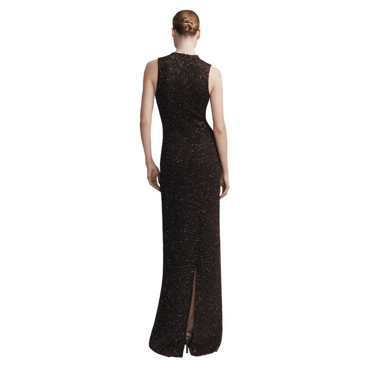Sequin Knit Mock Neck Gown image number null