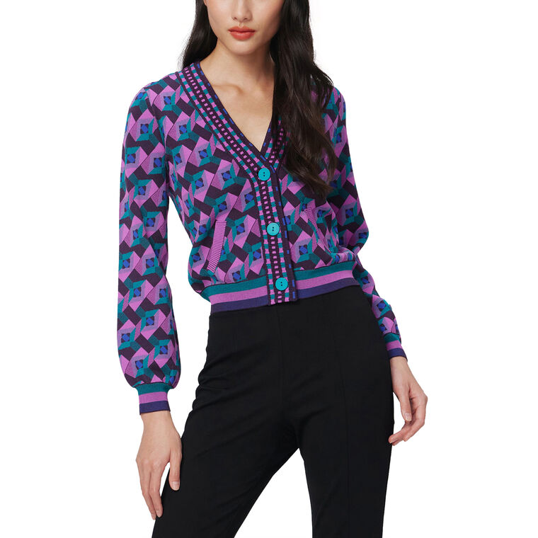Bryant Knit Jacquard Cardigan image number null