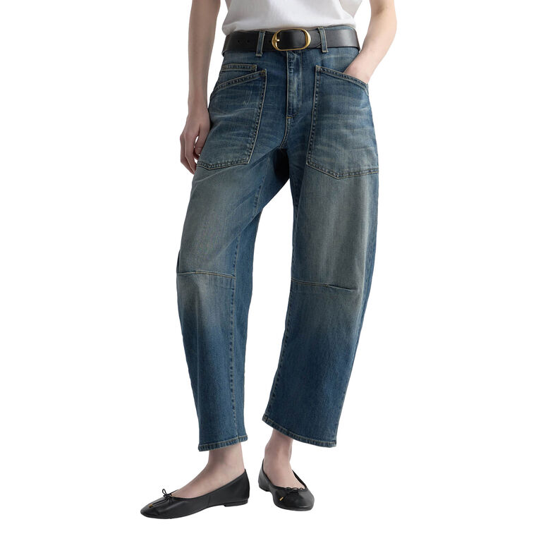 Shon Mid-Rise Barrel-Leg Jean image number null