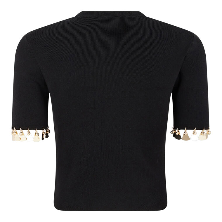 Embellished Trim Knit Top With Golden Stud image number null